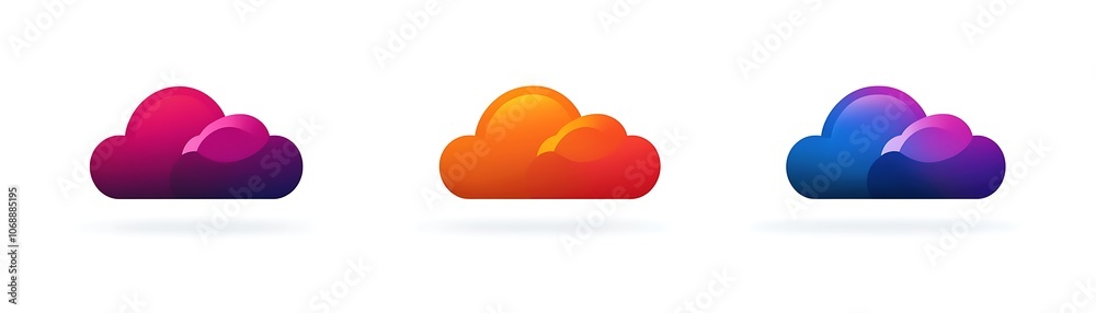 Unique Colored Icon Designs of Clouds Unique Colored Icon Designs of Clouds