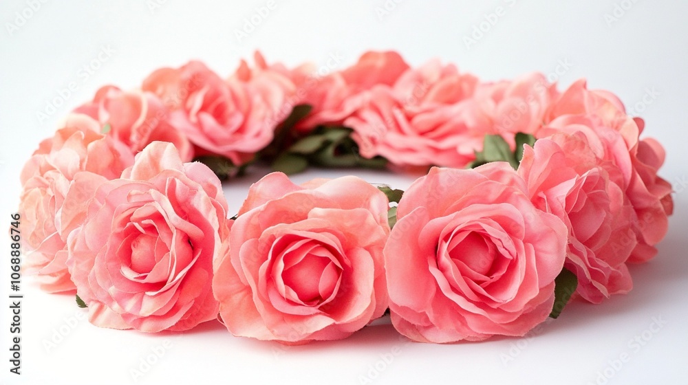 Delicate pink rose crown on white background: a symbol of femininity and romance. Perfect for weddings, spring celebrations, or floral-themed designs. Delicate pink rose crown on white background: a symbol of femininity and romance. Perfect for weddings, spring celebrations, or floral-themed designs.