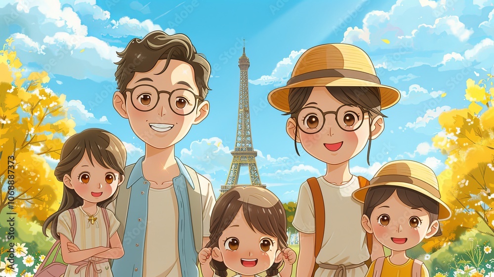 custom made wallpaper toronto digitalA family of five stands in front of a famous landmark, smiling wide for the camera. They are dressed in matching outfits, and the excitement of their vacation is evident in their beaming faces