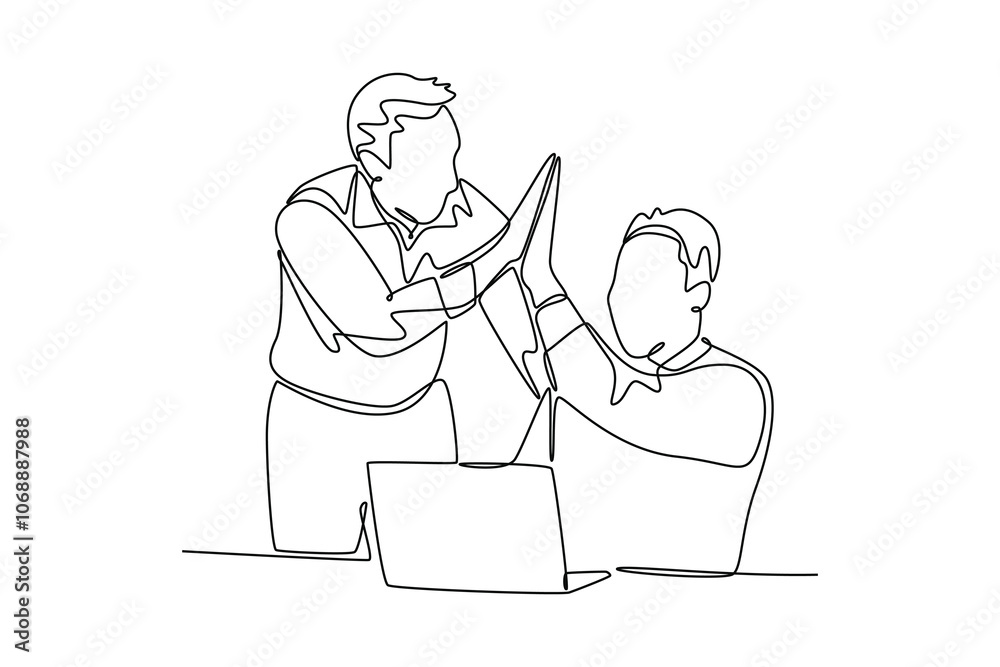 Human Resources concept. Single line draw design vector graphic illustration. Human Resources concept. Single line draw design vector graphic illustration.