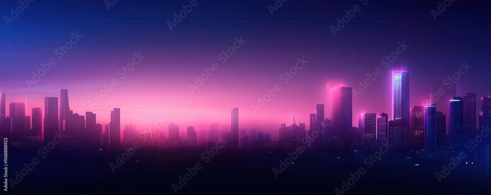 Highrise cityscape with empty banner in sky, ideal for logos, travel template, urban exploration