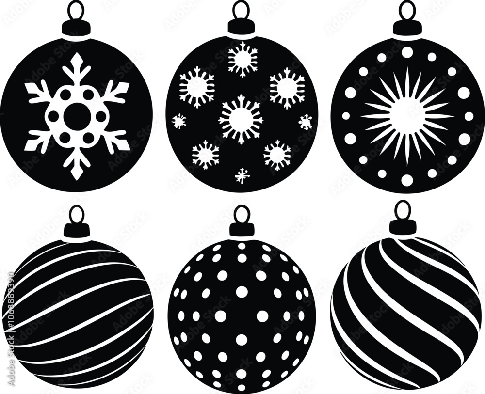 Collection of Christmas ball silhouette, Christmas ball, Christmas ball icon vector, Christmas bauble vector illustration Collection of Christmas ball silhouette, Christmas ball, Christmas ball icon vector, Christmas bauble vector illustration