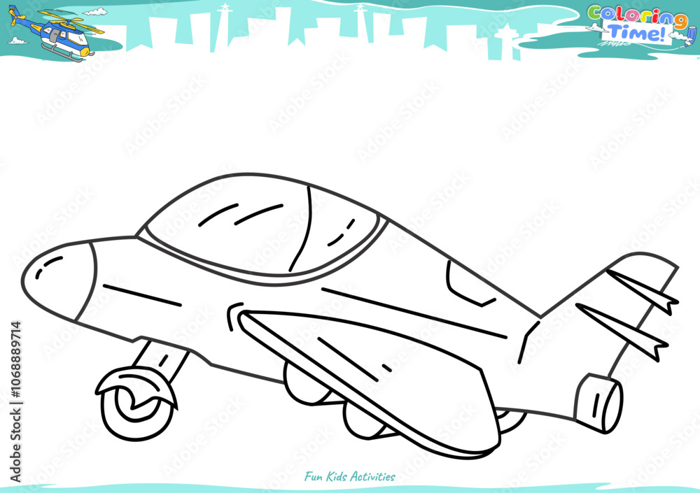 Naklejka premium Lets color it airplane 10