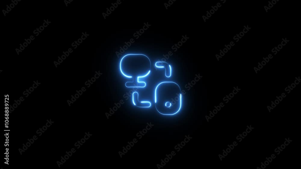 Neon Computer Network Icon Video 4k - Glowing Connection Computers on Black Background., Neon Computer Network Icon Video 4k - Glowing Connection Computers on Black Background.,