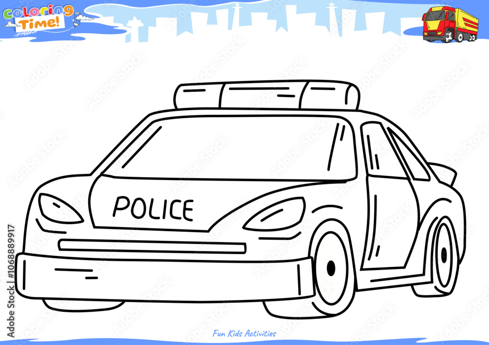 Obraz premium Lets color it Police car 4