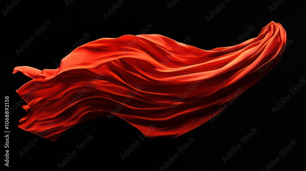 A flowing piece of silk fabric in rich brown against a black background. A flowing piece of silk fabric in rich brown against a black background.