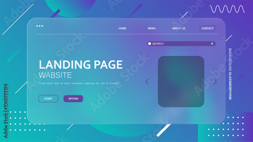 Background abstract gradient design featuring a glassmorphism effect for a website landing page template