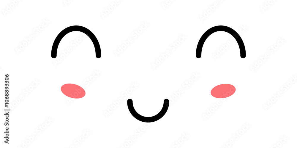Happy Cute Kawaii Face Icon. Kawaii color cute face expression emoticon. Japanese kawaii emoji Happy Cute Kawaii Face Icon. Kawaii color cute face expression emoticon. Japanese kawaii emoji