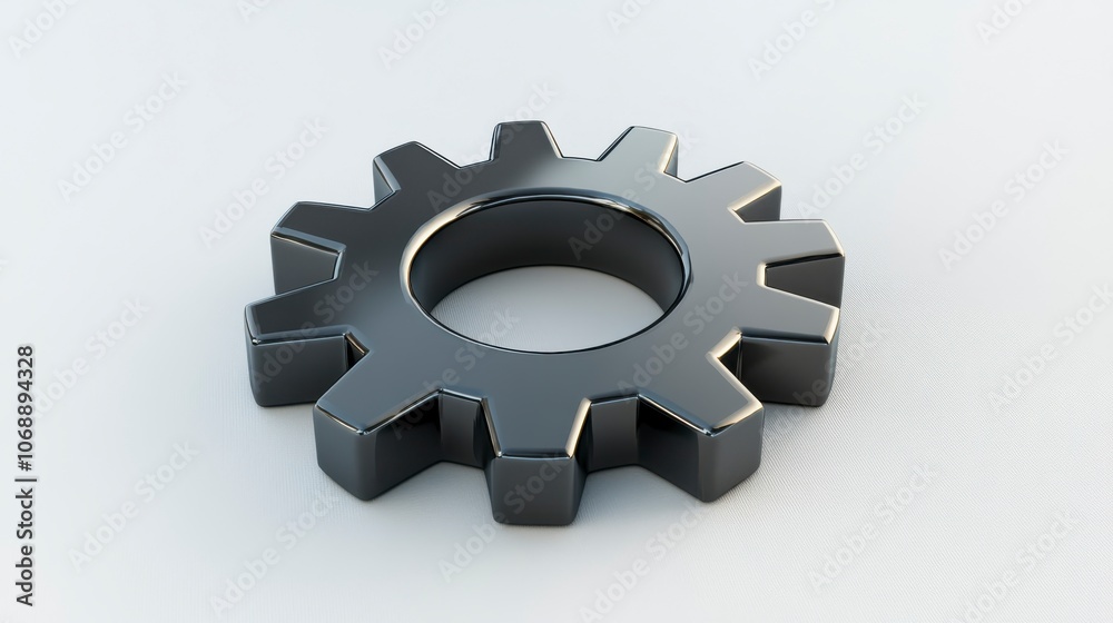 Black Gear Icon Representing Industrial Concepts Black Gear Icon Representing Industrial Concepts