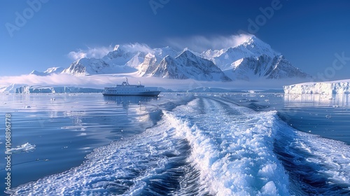 Detailed view of the ice, Monacobreen glacier, Liefdefjorden fjord, Spitsbergen, Svalbard Islands, Svalbard and Jan Mayen photo