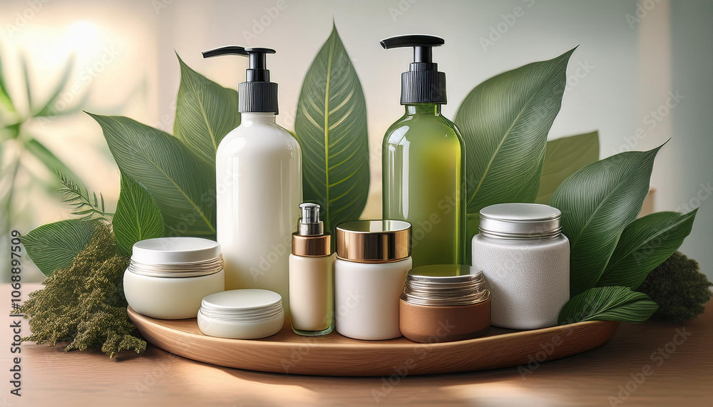Close-Up Depiction of Clean Beauty, Featuring Natural Skincare Products, Minimalist Packaging, and Eco-Friendly Ingredients Close-Up Depiction of Clean Beauty, Featuring Natural Skincare Products, Minimalist Packaging, and Eco-Friendly Ingredients