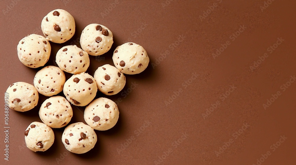 Chocolate Chip Cookie Dough on Brown Background Chocolate Chip Cookie Dough on Brown Background