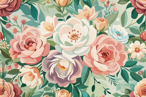 Wallpaper Mural Watercolor Floral Bouquet Vector Elements Torontodigital.ca