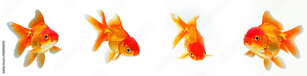 Gold Fish Wild Life Animal Set, Isolated on A White Background Gold Fish Wild Life Animal Set, Isolated on A White Background