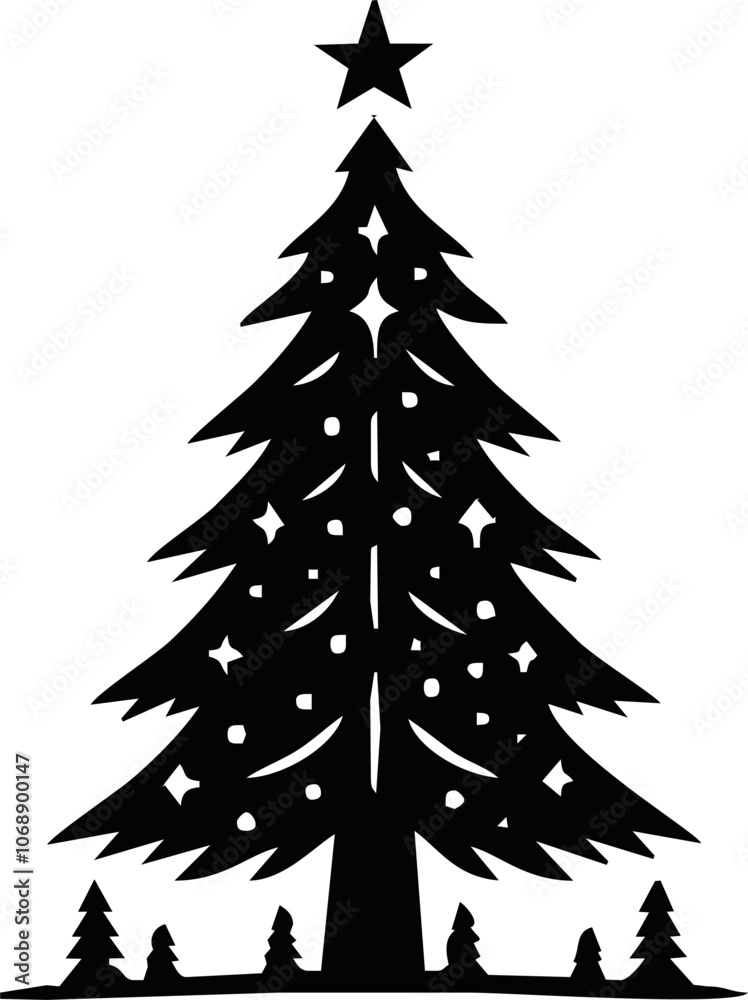 Obraz premium Christmas tree with ornaments vector illustration.