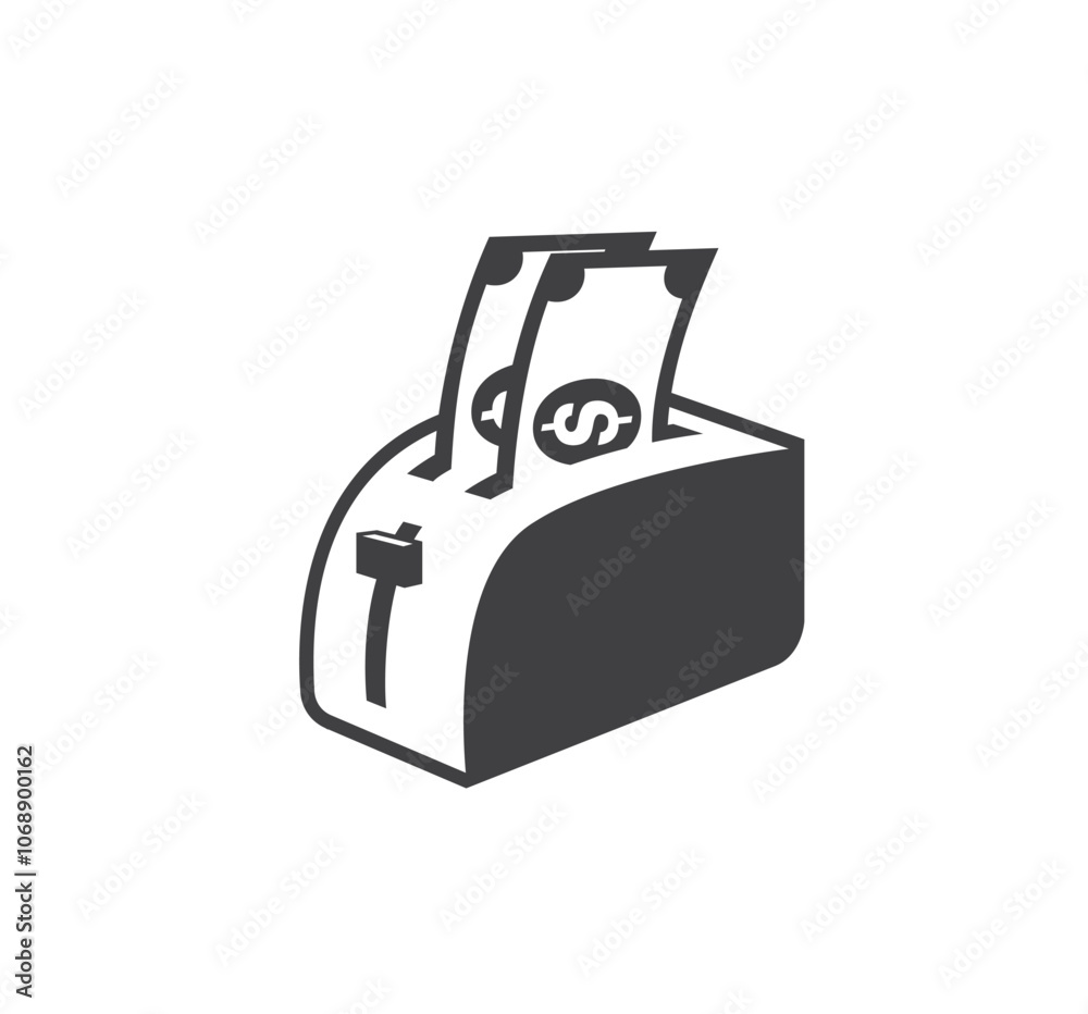 Money Toaster Logo Dollar Paper Symbol Vector Design Illustration Money Toaster Logo Dollar Paper Symbol Vector Design Illustration