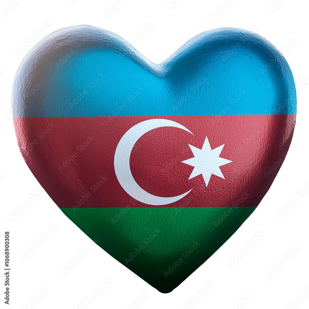 Azerbaijan flag in heart shape.