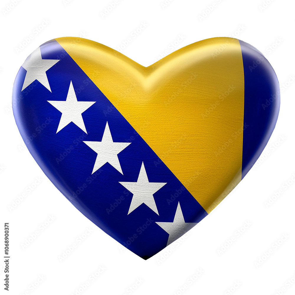 Bosnia and Herzegovina flag in heart shape.