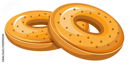 a piece of bagels isolated on white background