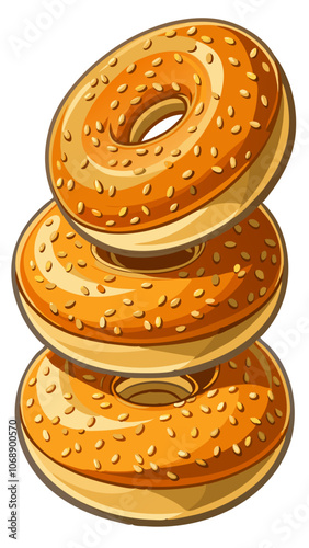 a piece of bagels isolated on white background