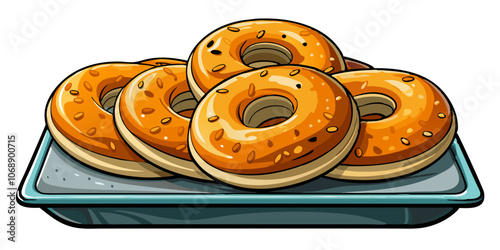 bagels on a tray isolated vector art