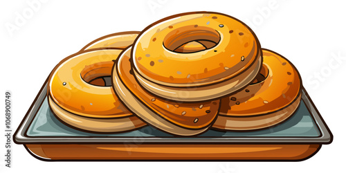 bagels on a tray isolated vector art