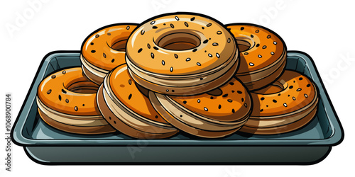 bagels on a tray vector art