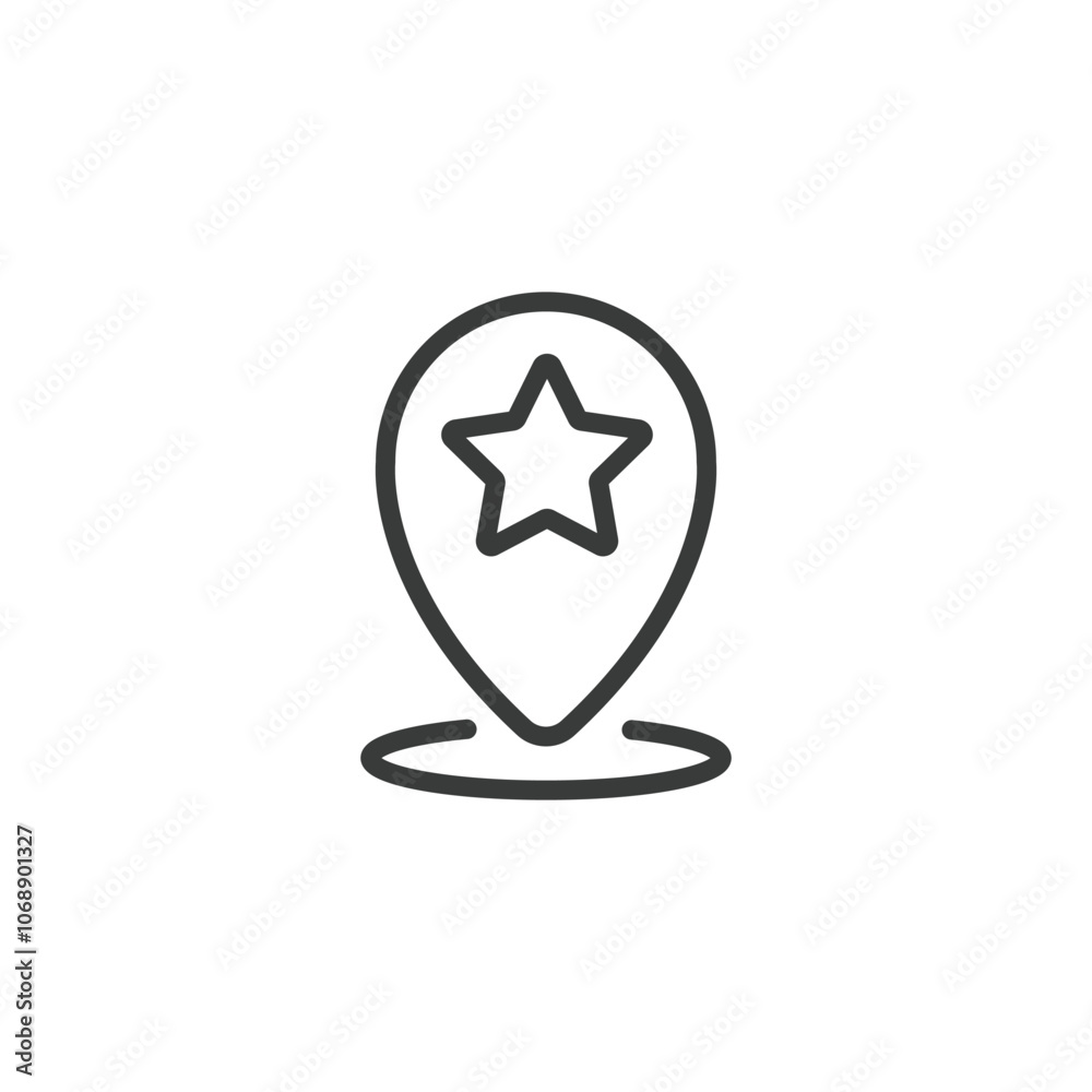 Location pin with star, icon in line design. Location, pin, star, map, marker, place, destination on white background vector. Location pin with star editable stroke icon Location pin with star, icon in line design. Location, pin, star, map, marker, place, destination on white background vector. Location pin with star editable stroke icon