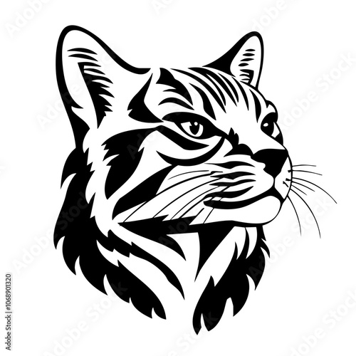 Detailed vector illustration showcasing the profile of a majestic Bengal cat, highlighting its unique markings and features in an artistic design