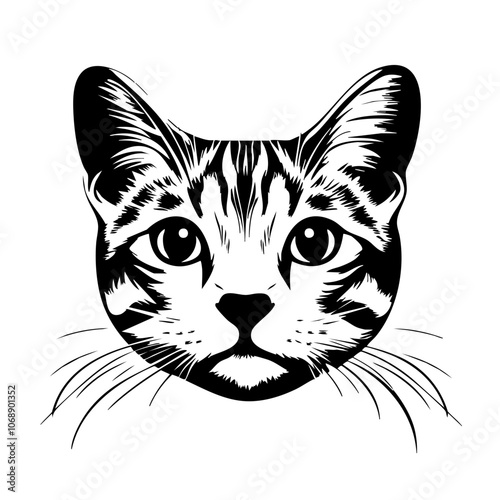 A detailed vector illustration of a Bengal cat’s face showcasing its distinctive features and expressive eyes, perfect for cat lovers seeking unique artwork