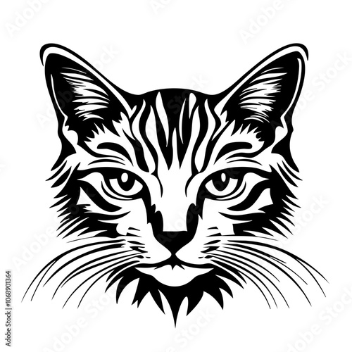 A striking vector illustration of a Bengal cat, showcasing its distinct features, bold markings, and intense gaze, designed for art enthusiasts and cat lovers alike