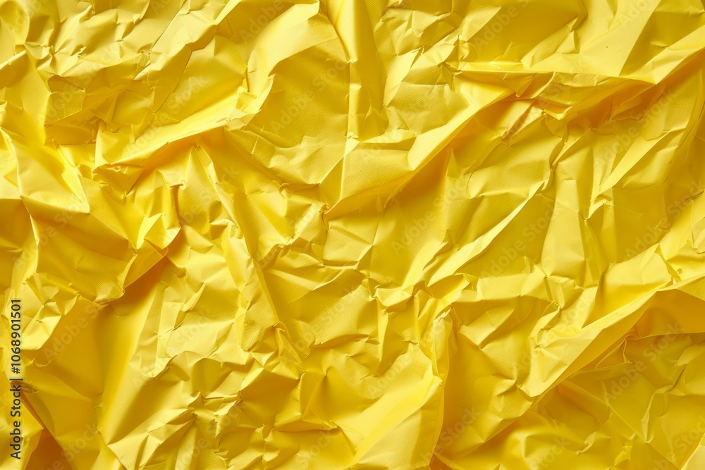 Image of Crumpled sheet of yellow paper. Texture for background usage