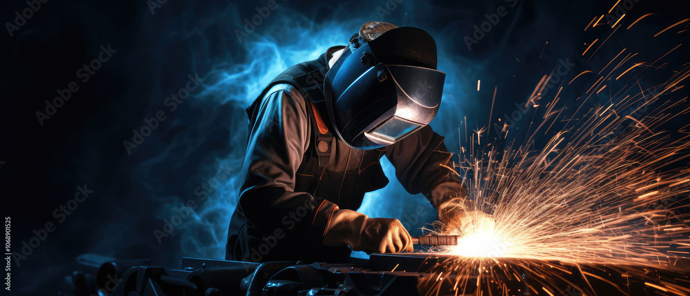 Intense Welding Sparks in Action Intense Welding Sparks in Action