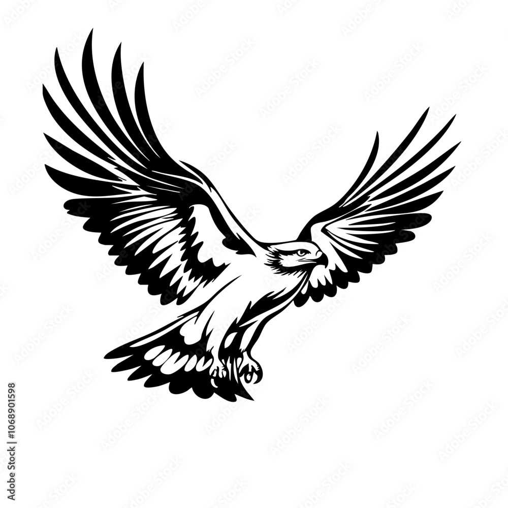 A majestic hawk in flight, showcasing intricate wing patterns and natural elegance, symbolizing freedom and strength in a dynamic pose A majestic hawk in flight, showcasing intricate wing patterns and natural elegance, symbolizing freedom and strength in a dynamic pose
