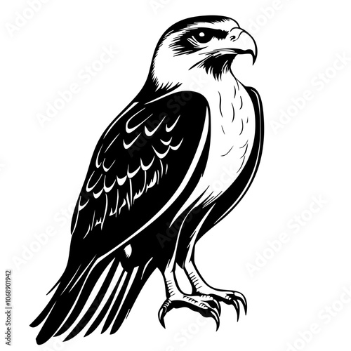 A majestic bird of prey perched confidently, showcasing striking features and sharp talons, embodying the essence of wildlife at dawn in a natural habitat