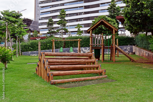 Kids playground on public square, Ribeirao Preto, Sao Paulo, Brazil