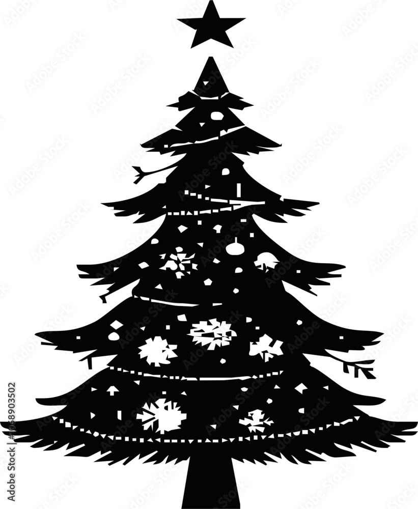 Christmas tree with ornaments vector illustration. Christmas tree with ornaments vector illustration.