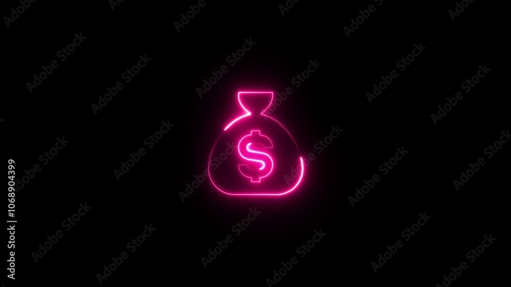 icon of a sack of dollar bills with a glowing neon effect icon of a sack of dollar bills with a glowing neon effect