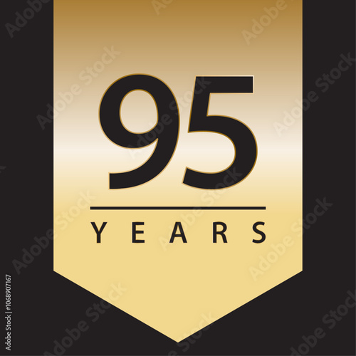 95 years tag golden gradient for celebration, events, anniversary