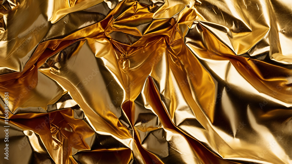 close up crumpled gold aluminum foil texture background, abstract pattern of tinfoil, copy space close up crumpled gold aluminum foil texture background, abstract pattern of tinfoil, copy space