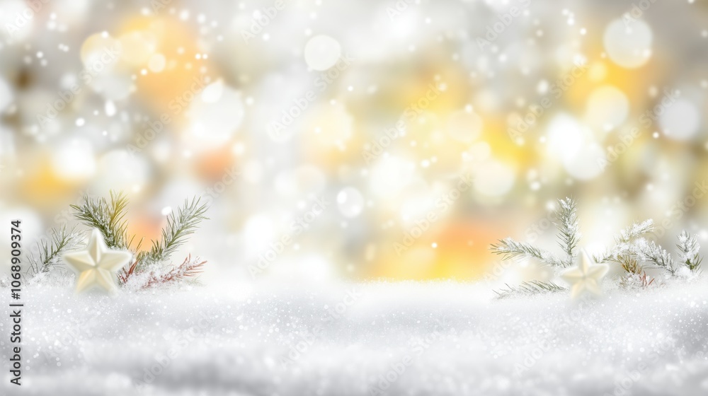 Soft Focus Winter Wonderland Background with Blurred Snowflakes and Stars, Featuring a Gentle Bokeh Effect in White, Yellow, and Beige, Perfect for Christmas and New Year Celebrations and Festive Prod Soft Focus Winter Wonderland Background with Blurred Snowflakes and Stars, Featuring a Gentle Bokeh Effect in White, Yellow, and Beige, Perfect for Christmas and New Year Celebrations and Festive Prod