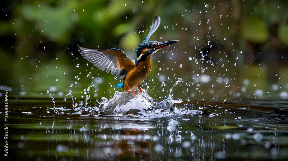 Fototapeta premium colorful bird over the water Generated AI 