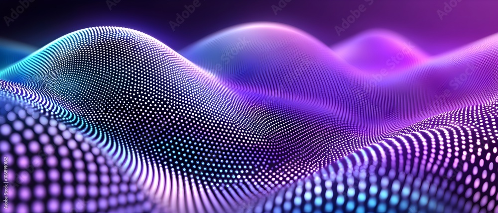 A purple and blue wave with many dots A purple and blue wave with many dots