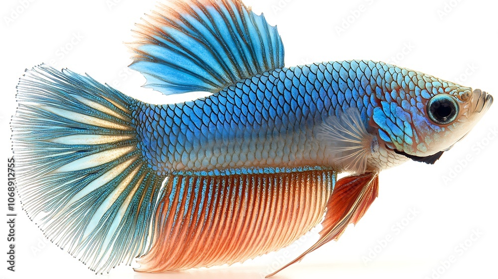 Fototapeta premium Colorful Siamese Fighting Fish with Blue and Orange Fins