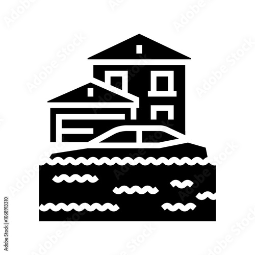 flooded streets hurricane disaster glyph icon vector. flooded streets hurricane disaster sign. isolated symbol illustration