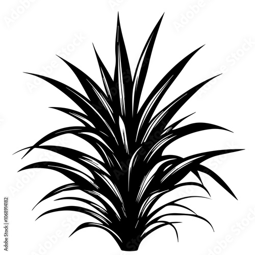 A detailed vector design of a tropical plant with long, pointed leaves, showcasing its lush appearance suitable for graphic design projects or illustrations