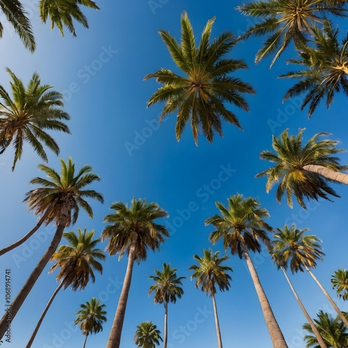 Wallpaper Mural Panorama of Palm Trees Under a Vibrant Blue Sky Torontodigital.ca