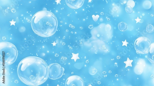 Wallpaper Mural Seamless baby shower card design featuring a playful blue background adorned with bubbles and stars perfect for invitations and celebrations Torontodigital.ca