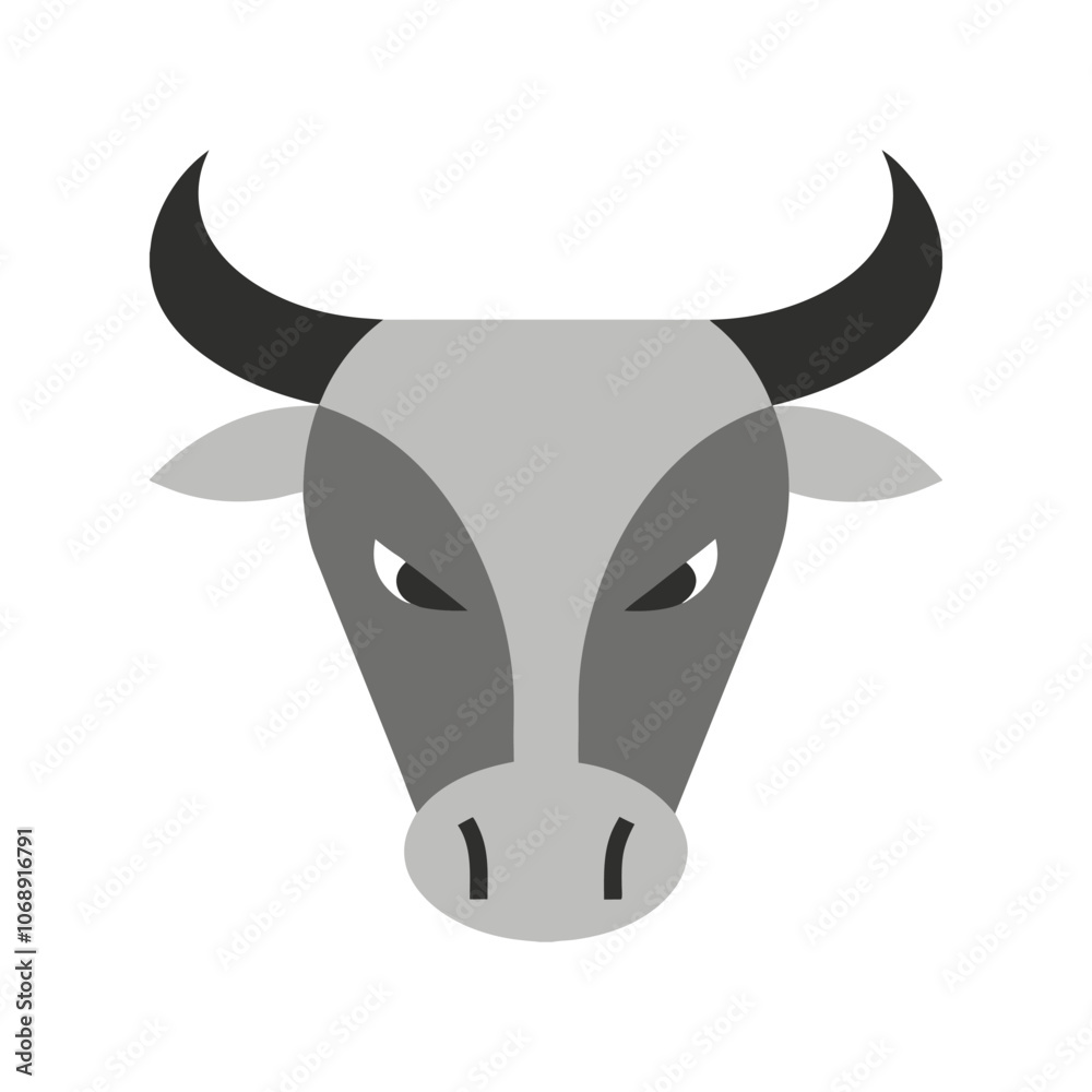 Buff Cow Face Icon Vector Illustration Art - Farm Animal Design for Agriculture and Rural Themes