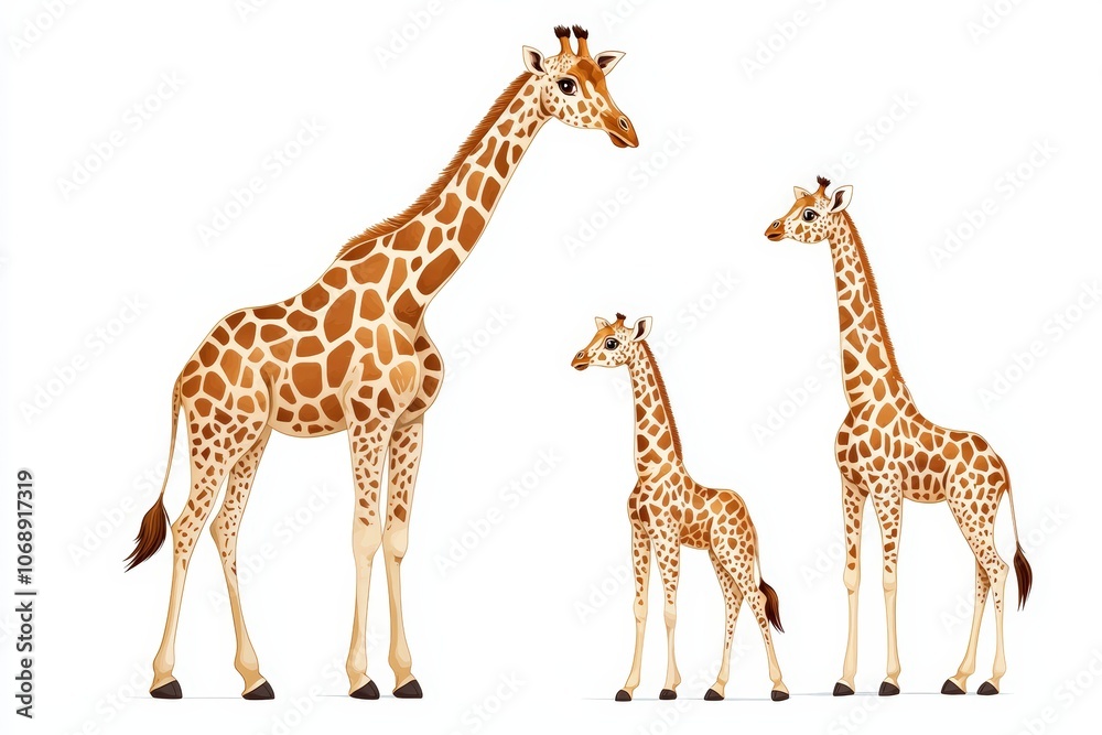 Giraffes, white isolated background Giraffes, white isolated background